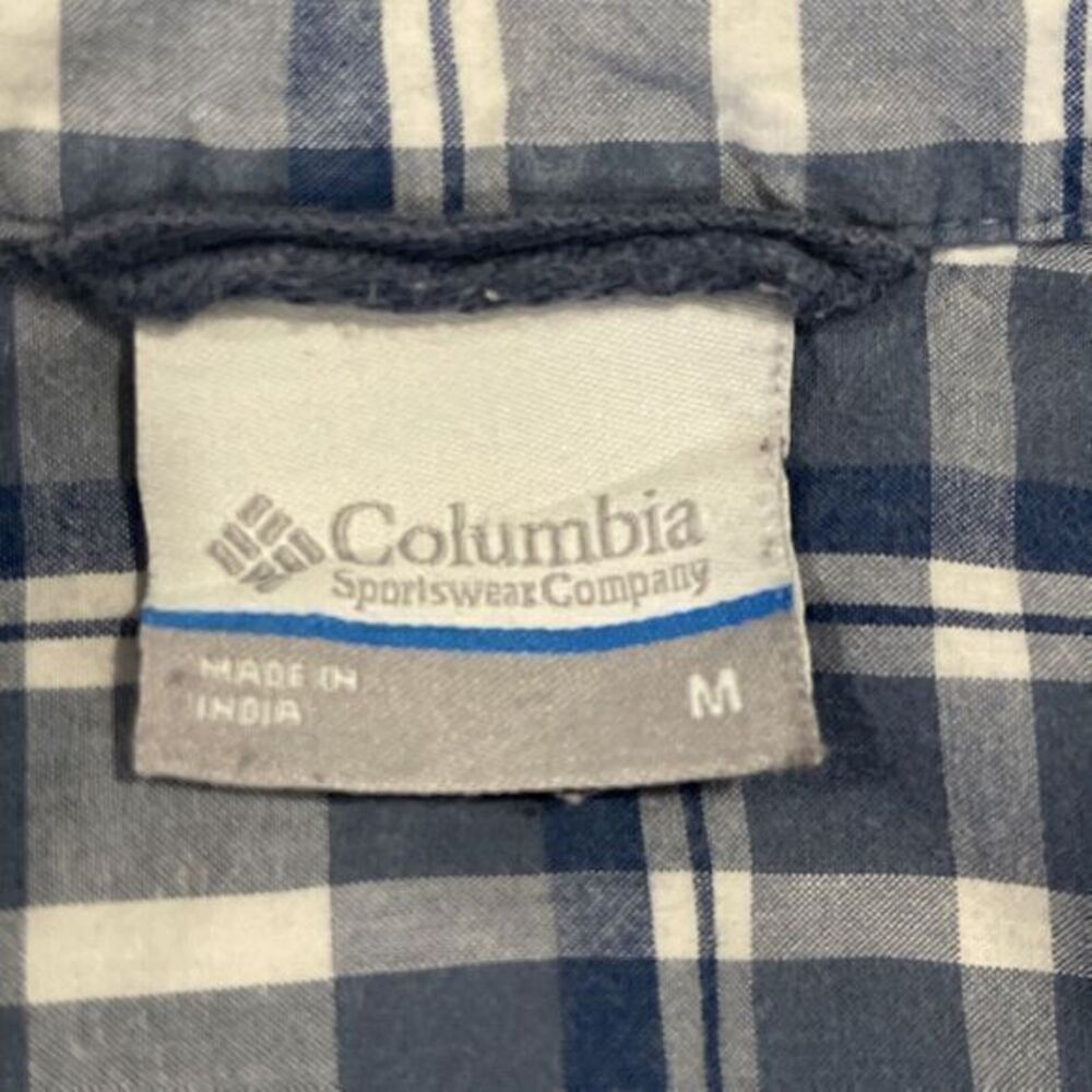Columbia Shirt Mens Medium Blue Plaid Button Down Short Sleeve - Picture 3 of 9